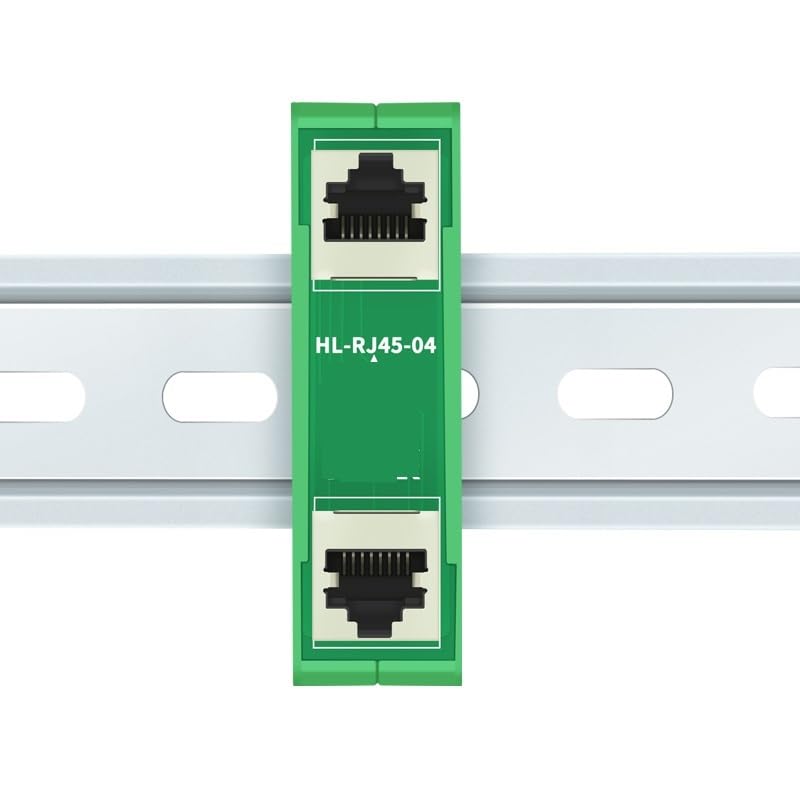 HL-RJ45-04 RJ45 48V Female 8P8C Breakout Board with DIN Rail Mounting Bracket(Vertical)