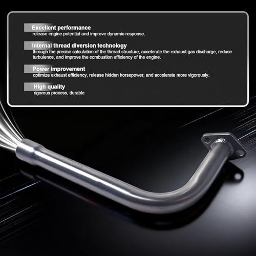 Image of Silver 4 Stage Exhaust Header Pipe,For Predator 212cc 196cc Go Kart& Mini Bike, For Coleman Powersports CT200U,CT200U-EX,BT200X, For Honda GX160,GX200