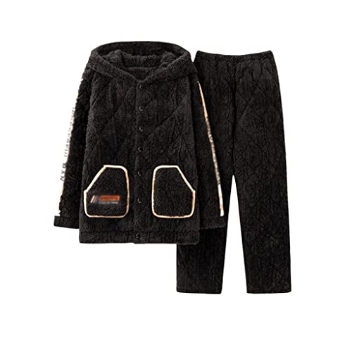 Pyjama à capuche homme en velours corail épais de qualité supérieure