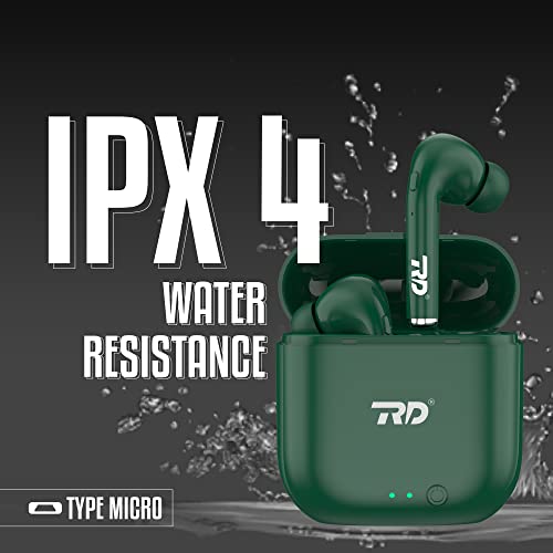 Image of RD TWS-140 Earbuds, 10mm Drivers, 40H Playtime, Upto 80ms Low Latency Gaming Earbuds, ENC Noise Cancellation, Truly Wireless TWS Bluetooth 5.1, IPX4, Voice Assistance | 6 Months Warranty, Dark Green