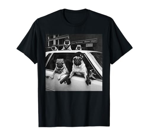 Funny Pug Meme Pug Gangster Dog Street Style T-Shirt
