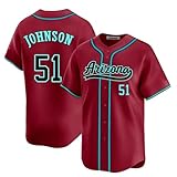 Custom Mens/Women/Youth Arizona RED Randy Johnson Baseball Stitched T-Shirt for Sports Fan