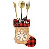 Jlobnyiun Roter Utensilienhalter | Weihnachts-Geschirrhalter, Tischdekoration, Schneidergabel, Bestecktaschen, lustige Weihnachts-Utensilientaschen für Tischdekorationen