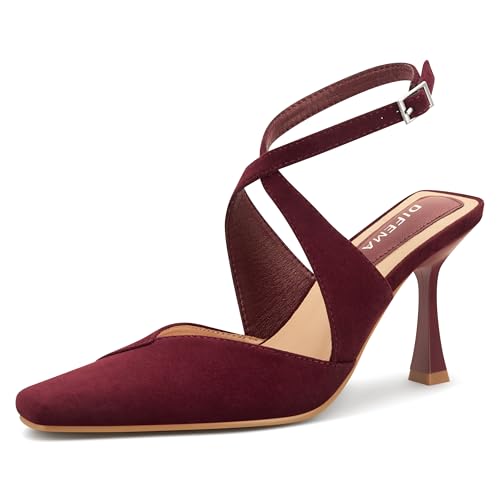 Womens Closed Toe Heels Pointed Toe Ankle Strap Pumps Slingback High Heel Sandals Strappy Dress Shoes