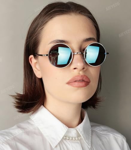 AIEYEZO Retro Round Sunglasses for Men Women Circle Polarized Sun Glasses Trendy Vintage Small Round Shades2