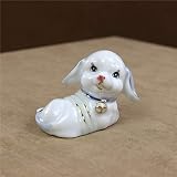 HLYANWEN Sculpture,La Sculpture Moderne Doré Miniature Chiot Porcelaine Céramique Sculpture Toutou Animal Mignon Décoration D'Embellissement D'Artisanat Accessoires Knickknack
