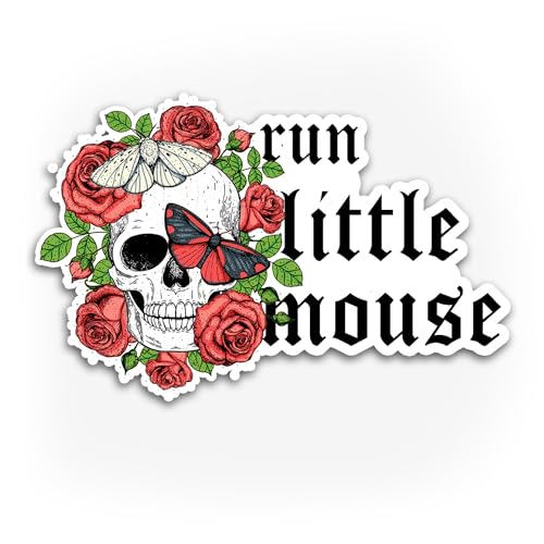 Run Little Mouse Sticker Skull Rose Skeleton Kindle Haunting Adeline Hunting Adeline Dark Romance Booktok Bookish Book Lover V1 Die Cut Vinyl Sticker for Tumbler, Helmet, Hardhat, Laptop, Phone Case -  PHUNEN