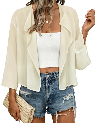 Image of Womens Summer Tops Short Shrugs Kimono Cardigans Casual Chiffon Bolero Jackets 2026