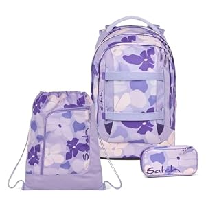 Satch Pack Schulrucksack Set 3tlg. inkl. Schlamperbox und Sportbeutel (Lilac Blossom)