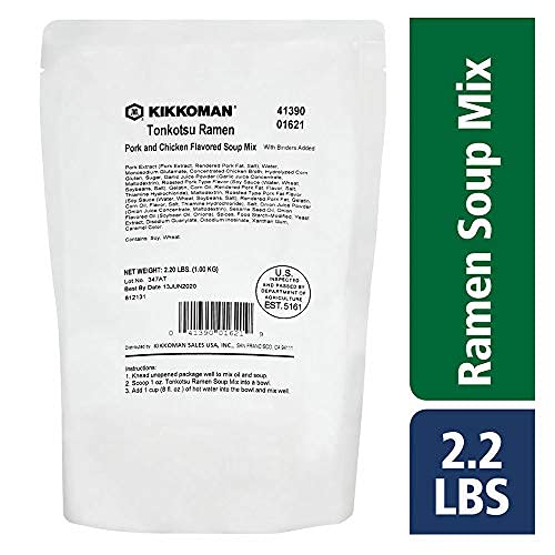 Kikkoman – Tonkotsu Ramen Soup Mix With Binders Added - Pork & Chicken Full Flavored No Msg Added - From Concentrate, For Food Service Use, Preservative Free - 2.2 Lb (Pack Of 1) #TOP3
