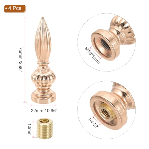 Image of PATIKIL 25x80mm Lamp Shade Finial, 4 Pcs Lamp Finials Caps Knob M10x1mm Threaded Alloy Solid Lamp Finial Decoration for Lamp Shade Table Floor Lamps, Gold Bronze