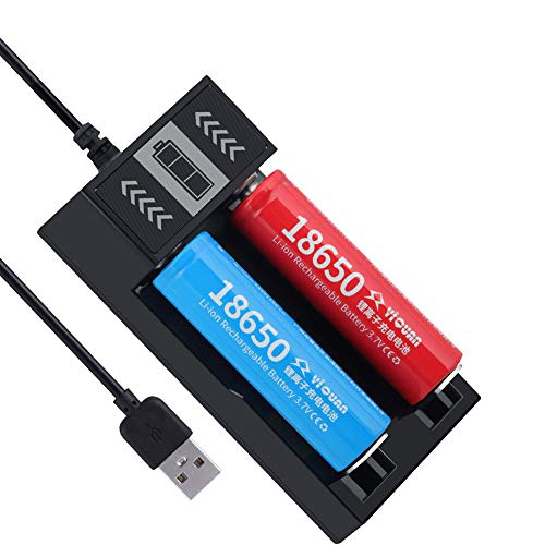 18650 Lithium Battery Charger, Suitable for Lithium Battery 18650 26650 10440 14500 18500 16340 32650 Battery Charger, USB Dual-Slot Battery Charger-(Batteries not Included)