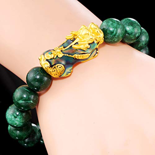 F Fityle 2x Pulseira Chinesa Feng Shui Obsidian Pixiu Charms Atrair Riqueza Joias Da Sorte