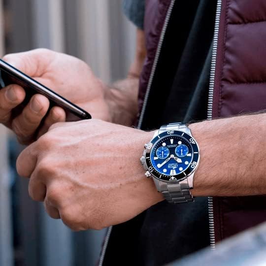 Person wearing the LOTUS Connected Hybrid Smartwatch while holding a smartphone