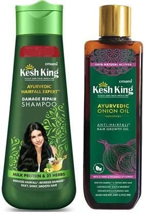 Kesh King Ayurvedic Damage Repair Shampoo 340Ml & Ayurvedic Onion Hair Oil 100Ml