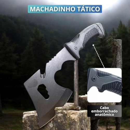 Machadinho Multifuncional + Canivete Dobrável Kit de Ferramentas de Sobrevivência Resistente, Compac