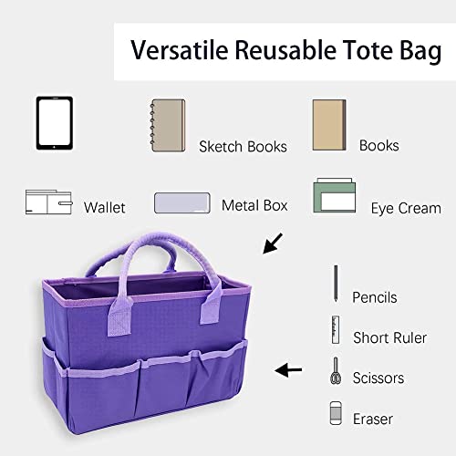 Srrrwunti Craft and Art Bag for Supplies with Pockets Oxford Tote Bag for Artist Kid, Teacher Organizer Storage,A - Image 2