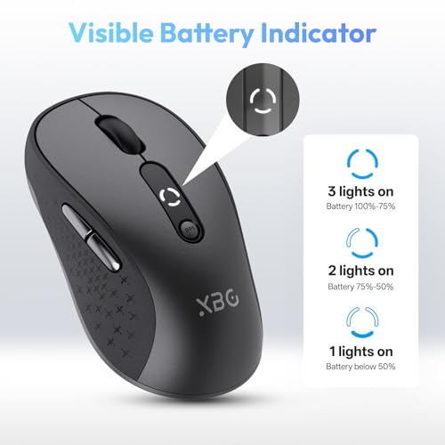 XBG B15 Tri-Mode Wireless Mouse, Bluetooth 5.0/4.0 & 2.4G, 5 Adjustable DPI, Type-C Rechargeable with 3-Level Battery Indicator, Ergonomic Silent Design for Office/Laptop/Travel by XBG - Image 3