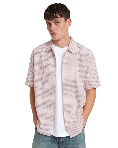 G STAR Para Hombre Camisa Resort, Multicolor (Acid Red/Milk D24298 D532 G298), L