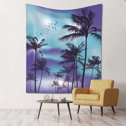 Tapisserie imprimée palmiers déco murale esthétique grand format