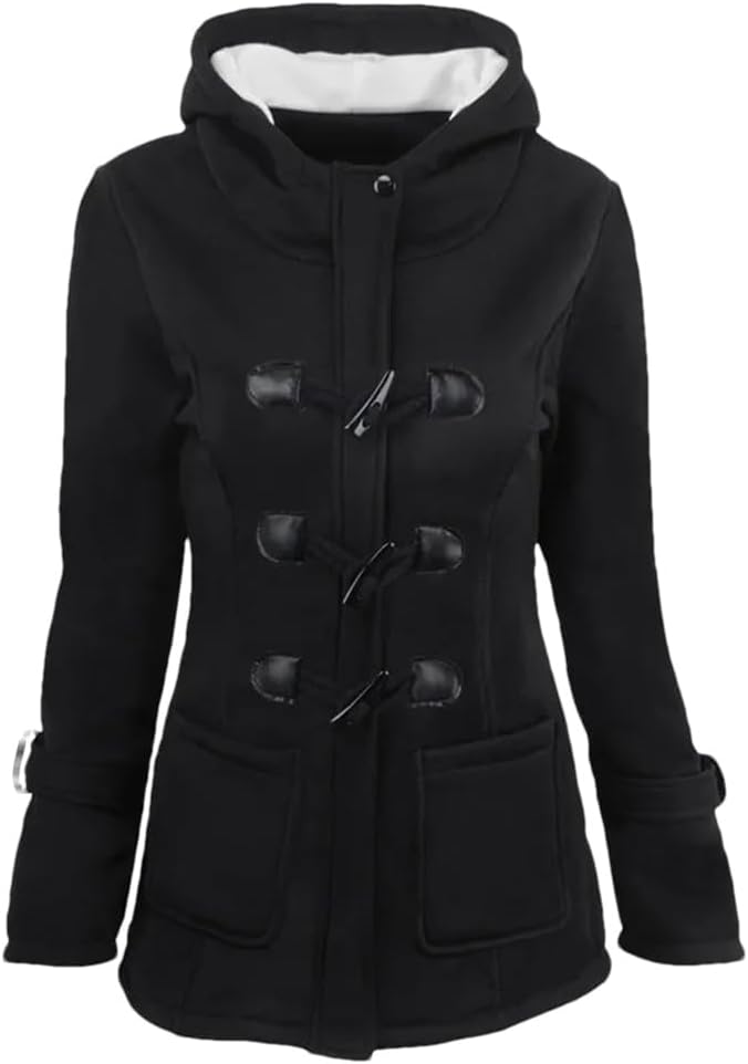 Women's Trench Coat Zipper Hooded Coat Women's Long Trench Coat Button Coat