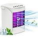 Aire Acondicionado Portatil,Enfriador de Aire Silencioso 3 en 1 Mini Refrigerador de Aire Ventilador Humidificador con 7 luces de ambiente coloridas