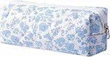 Carry bloom Estojo De Lápis Fofo Para Meninas, Bolsa Estética Com Zíper, Estojos Canetas, Material Escolar, Maquiagem (1 Flor Azul)