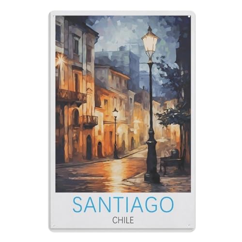 EKMCL Metal Tin Sign Retro Vintage Funny Wall Decor Art Mural Hanging Iron Painting for Home Garden Bar Pub Kitchen Living Room Welcome Porch Poster Plaque, Santiago 15 * 30cm