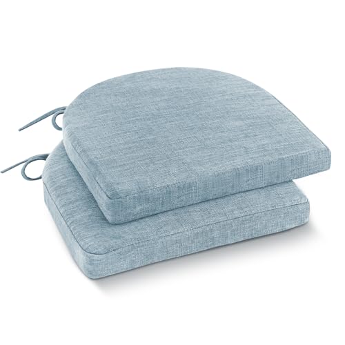 Image of IPYNBAP Chair Cushions for Dining Chairs, Kitchen Chair Cushions, 16'' x 16'' x 2'', Non Slip Indoor Seat Cushions, Chair Pads for Dining Chairs with Ties & Removable Cover, Set of 2, Light Blue