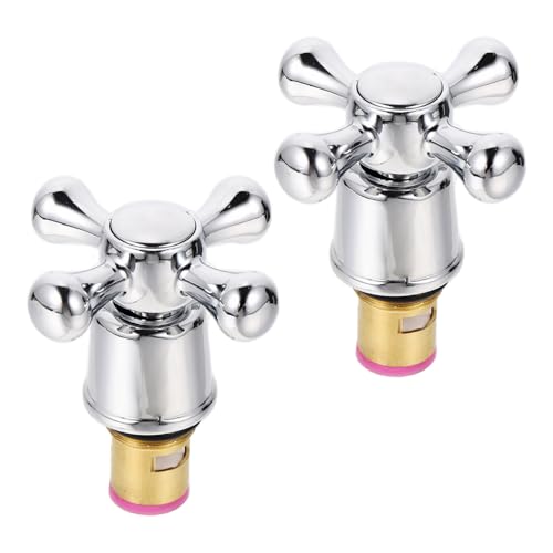 LIFKICH Manillas de Grifo 2 Piezas Latón y Acero Inoxidable 1/2 Pulgada para Uso en Cocina y Lavabo Agua Fría y Caliente Montura Empotrar Estilo Victoriano Color Aleatorio