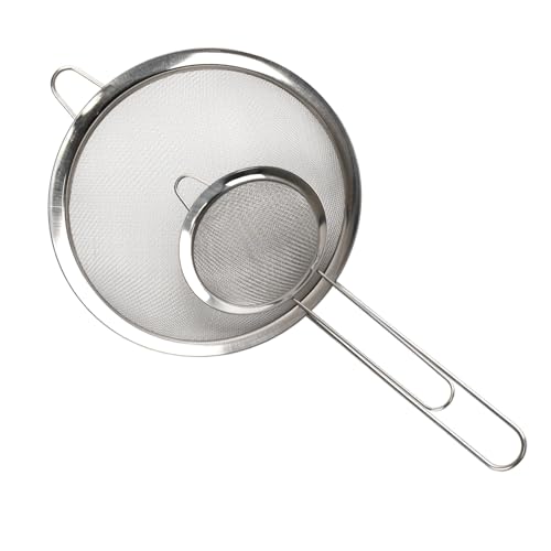 Set di 2 colini da cucina, in acciaio inox, per cucina, quinoa, farina, riso, zucchero a velo, tè