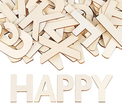 4" Wooden Letters - 52 Pcs Wood Alphabet Letters for Crafts Wood Letters Sign Decoration Unfinished Wood Letters for Painting/Wall Decor/Letter Board/DIY