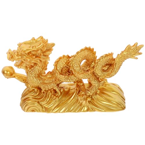Statue dragon en résine décorative rétro, figurine compacte stable pour cabinet maison - 2