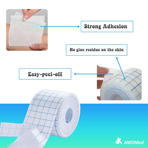 AWD Medical Dressing Retention Tape - Medical Non-Woven, Skin Friendly, Adhesive Wound Dressing Tape, Medical Tape for Wound Care Secures Primary Dressings with Easy Release Backing (2" x 10 yds) - Thumbnail 5