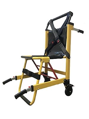 LINE2design EMS Stair Chair 70015-Y - Mobility Chair for Medical Emergency Patient Transfer - 2-Wheel Deluxe Evacuation Chair - Ambulance Transport Folding Lift - Load Capacity: 400 lb. Yellow