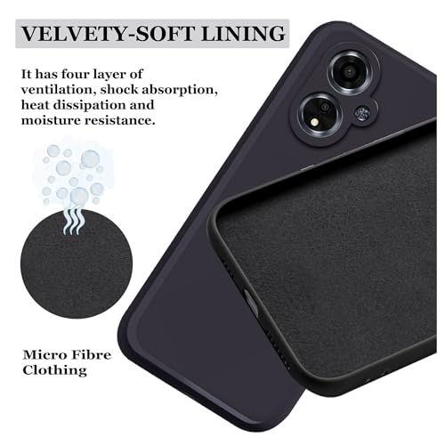 Image of A rtistque Liquid Silicone Back Cover Case for Oppo A59 5G Shockproof TPU Soft Flexible with Camera Protection - Black