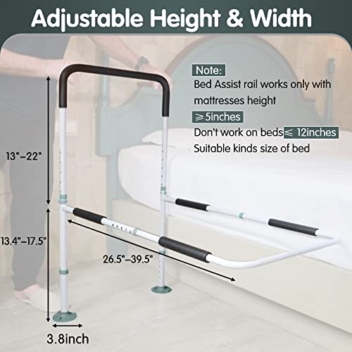 Bigalex Bed Rails For Elderly Adults Safety Bed Assist Rail Safety Height Adjustable Bed Cane Bedside Rail Stable Hand Guard Grab Bar For Seniors Fit King Queen Full Twin Size Bed #TOP1