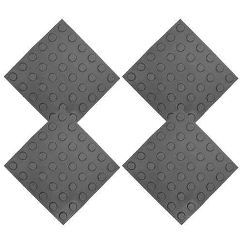 SHINEOFI Dalles Podotactiles Adhésives en Plastique et Caoutchouc, Lot de 4 Plaques Aveugles 30X30 CM pour Allée de Patio et Sol Piéton Extérieur