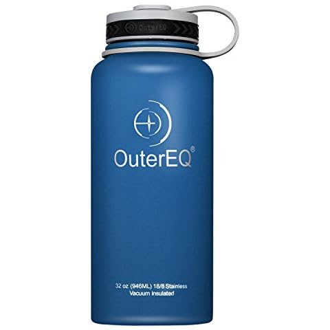 OuterEQ 32 oz Vacuum Insulated Stainless Steel Water Bottle (Blue) Cover