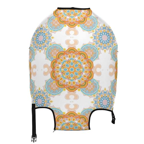 Joisal Print Suitcase Cover Custom Luggage Protector Washable Mandalas Circular Floral Blue Orange Travel Luggage Accessories, XL, Fits 29-32 Inch Case2