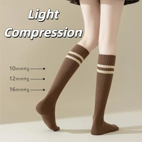 Striped Knee High Socks for Women Teen Girls Preppy Style Cotton Long Tube Sock Stripes3
