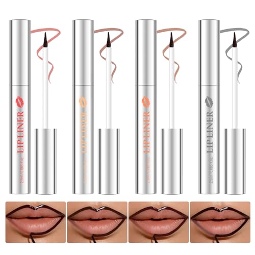 KYDA 4 Pcs Peel Off Lip Liner Stain, Long Lasting and Waterproof Lip Tint Set, Matte Nude Finish Quickly Dry Lip Stain-Vegan & Cruelty-Free