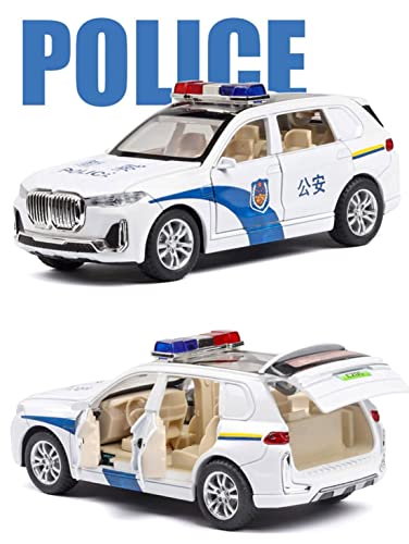 Image of DEOXY BMW M5 Police 1:32 Scale Model Car Exclusive Alloy Metal Pull Back Die-cast Car Diecast Metal Pullback Toy car with Openable Doors & Light Music Best Gifts Toys Kids (White)