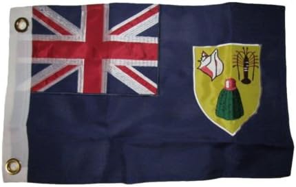 Moon 12x18 Embroidered Turks and Caicos Islands 600D Nylon Flag 12''x18'' - Bright Color UV Resistant - Prime Outside Garden Cave Home Decor
