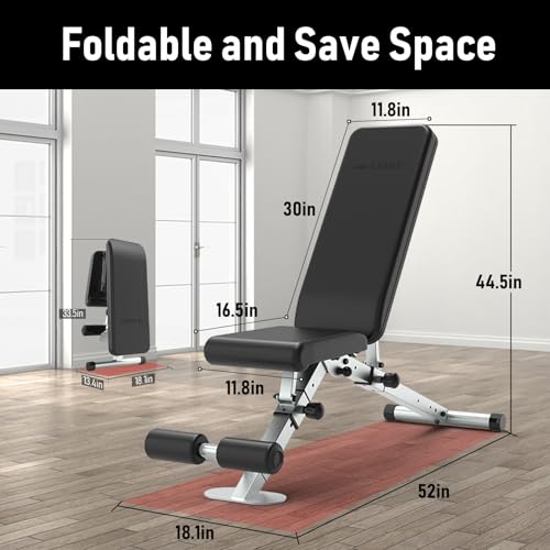 leikefitness Adjustable Weight Bench Foldable Workout Exercise Bench with Automatic Lock for Upright Incline Decline and Flat Full Body Exercise (GM5810(BLACK))