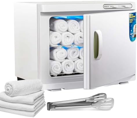 Professional UV Light Towel Warmer Cabinet - 23L Stainless Steel Hot Towel Heater for Salon, Spa, Barber & Home - Rapid Heating Storage, White