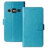 Anybird Flip Retro Leder Tasche Hülle TPU Silikon Für Doro 1360 1361 1362 2.4 inch Lederhülle Handyhülle Schutzhülle Klapphülle Handytasche Handy Etui Brieftasche Cover Hülle Abdeckung (Blau)