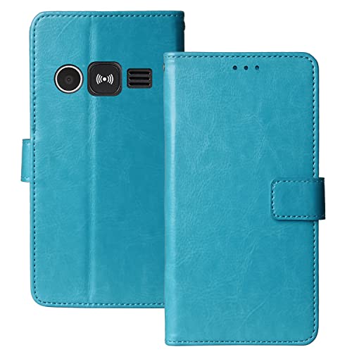 Anybird Flip Retro Leder Tasche Hülle TPU Silikon Für Doro 1360 1361 1362 2.4 inch Lederhülle Handyhülle Schutzhülle Klapphülle Handytasche Handy Etui Brieftasche Cover Hülle Abdeckung (Blau)