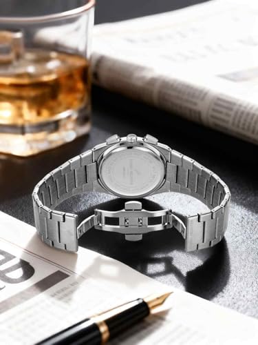 Image of Daniel Hechter Paris Hoche Collection Chronograph Analog Watch for Men - Brushed Stainless Steel case and Strap with Date Display