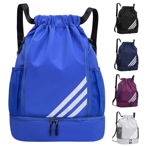 Veftsvy Turnbeutel mit Kordelzug, Wasserdicht Sportbeutel mit Schuhfach, Sportrucksack Gym Bag mit Innentasche, Außentasche, Sporttasche für Herren Damen Jungen (Blau, Einheitsgröße) Veftsvy Turnbeutel mit Kordelzug, Wasserdicht Sportbeutel mit Schuhfach, Sportrucksack Gym Bag mit Innentasche, Außentasche, Sporttasche für Herren Damen Jungen (Blau, Einheitsgröße)